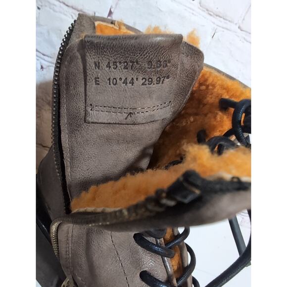 A.S. 98 Boots Lukie Brown Leather Shearling Lined Combat Ankle Boots Sz 40 AS 98 - Picture 15 of 16